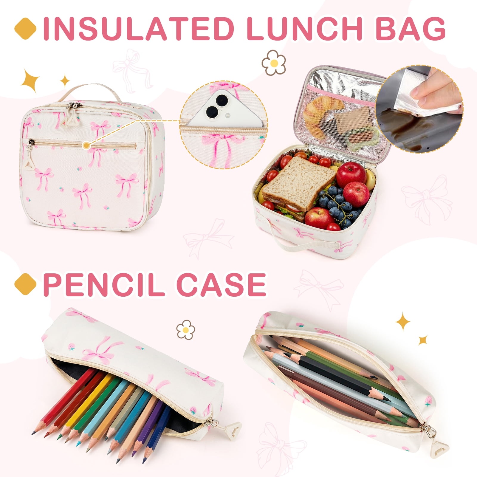 Inadays School Backpacks for Teens 3PCS Set Middle School Bookbag Students Lightweight Durable Casual Outdoor Daypack College
