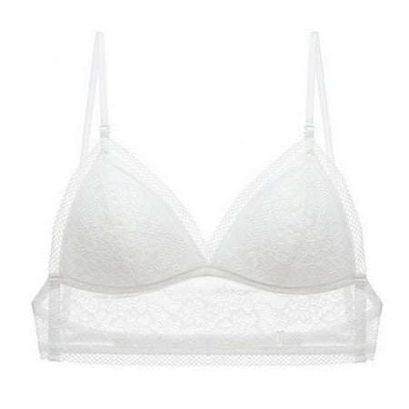

Spdoo Women Lace Low Back Bras Everyday Backless Seamless Sleeping Underwear Cotton White M