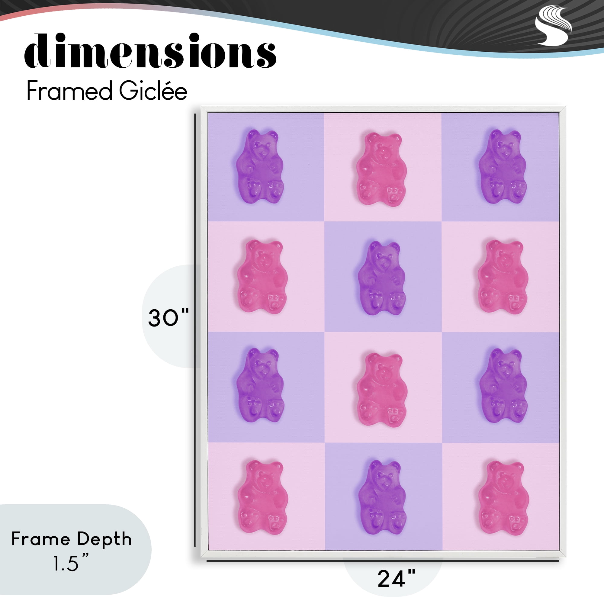 Stupell Industries Pink & Lilac Candy Bears White Framed Giclee Art, design by LISH Creative