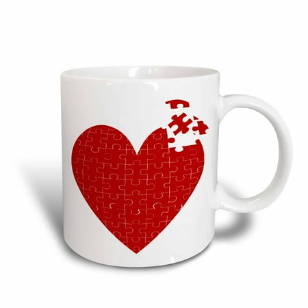 

3dRose Large Red Heart Made Of Puzzle Pieces - Ceramic Mug 11-ounce