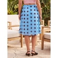 thumbnail image 6 of Womens Blue Polka Dot A-Line Flowy Midi Skirt With Brown Dots, 6 of 7