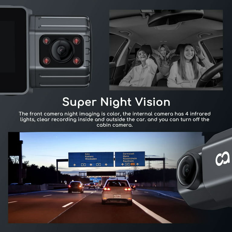 COOAU Car Dash Cam WiFi, 2.5K Dash Camera Front and Inside, Uber