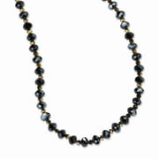 Black-plated Dark Brown Crystal Bead 16 Inch With ext Necklace