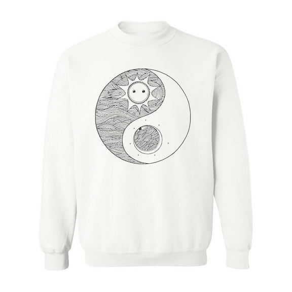 Yin Yang Symbol Sketch Sweatshirt Men -Image by Shutterstock, Male XX-Large