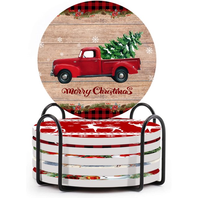 Posavasos de cerámica con forma de árbol de Navidad rojo: anima la decoración de tu mesa navideña con estos posavasos festivos y duraderos