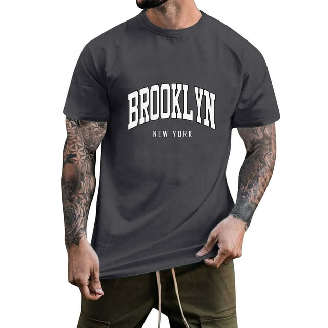 BOBOGOJP Chemises Classiques à Manches Courtes pour Hommes T-Shirt Uni à Col Rond à Manches Courtes (Gris Foncé,L)