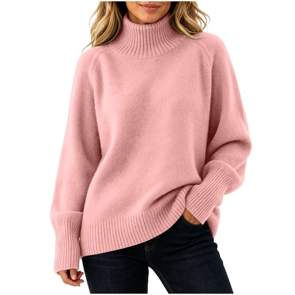 Turilly Women's Plus Size Turtleneck Pullover Sweater Thick Knit Long Sleeve Relaxed Fit Solid Base Layer Top