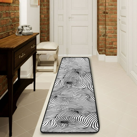 Ryvnso Artistic Line Hallway Runner Rugs Floor Carpet Non Slip Entryway Mat 2' x 6'