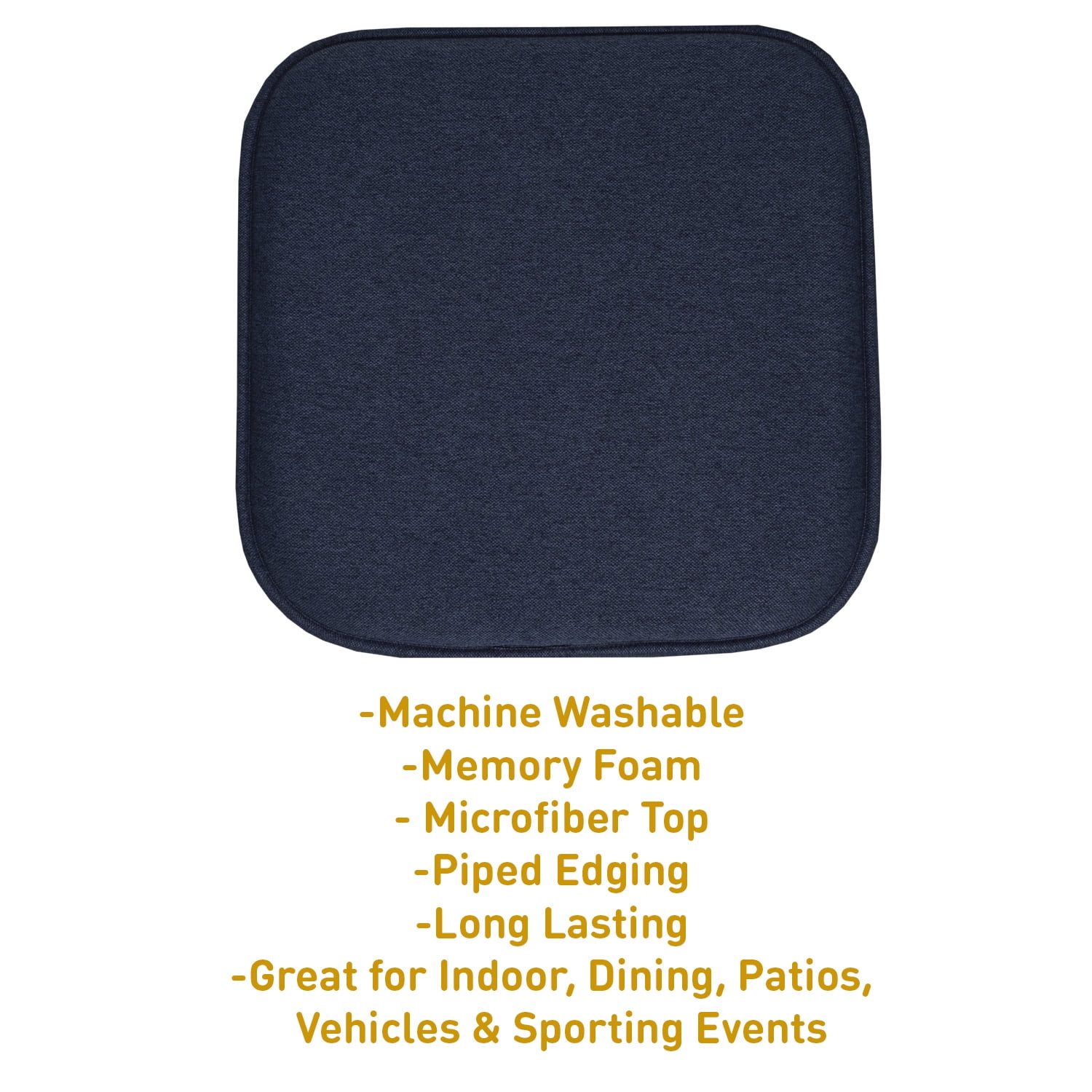 Charlotte Jacquard Cover Memory Foam Chair Pads 6 Pack Navy