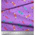 thumbnail image 3 of Soimoi Purple Moss Georgette Fabric Dot & Candies Food Fabric Prints By Yard 42 Inch Wide, 3 of 3