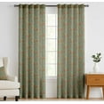 thumbnail image 2 of Vargottam Cotton Rod Pocket/Back Tab Curtains - 96" Floor-Length Drapes for Long Doors or Large Windows - Light Filtering, 3-in-1 Header - Set of 2, 52"x96" - Floral Motif Print (Green), 2 of 8