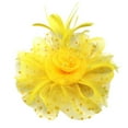 thumbnail image 3 of Fdelink Hat for Women Tea Party Headband Wedding Flower Mesh Feathers Hair Clip Party Headband (Yellow), 3 of 3