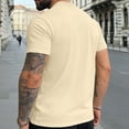 thumbnail image 5 of SGFCWSX Mens Short Sleeve T-Shirts, Solid Color Mock Neck Basic Casual Daily Tee for Men Beige Size L, 5 of 6