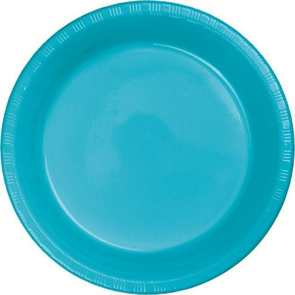 Touch of Color Plastic Dinner Plate, 9", Bermuda Blue, 20 Ct