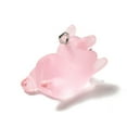 thumbnail image 2 of 50pcs Translucent Resin Pendants Pig Charm with Platinum Tone Iron Findings Pearl Pink 19x18x26mm Hole: 2mm, 2 of 4