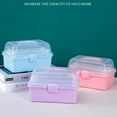 thumbnail image 3 of HLONK Tackle Box Large 3 Layers Plastic Portable Storage Box Fishing Pink Tackle Box Organizer Art Craft Tool Box, 3 of 8