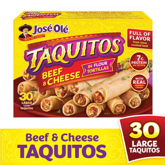 Jose Ole Beef & Cheese Flour Taquitos, Frozen Mexican Food, 45 oz
