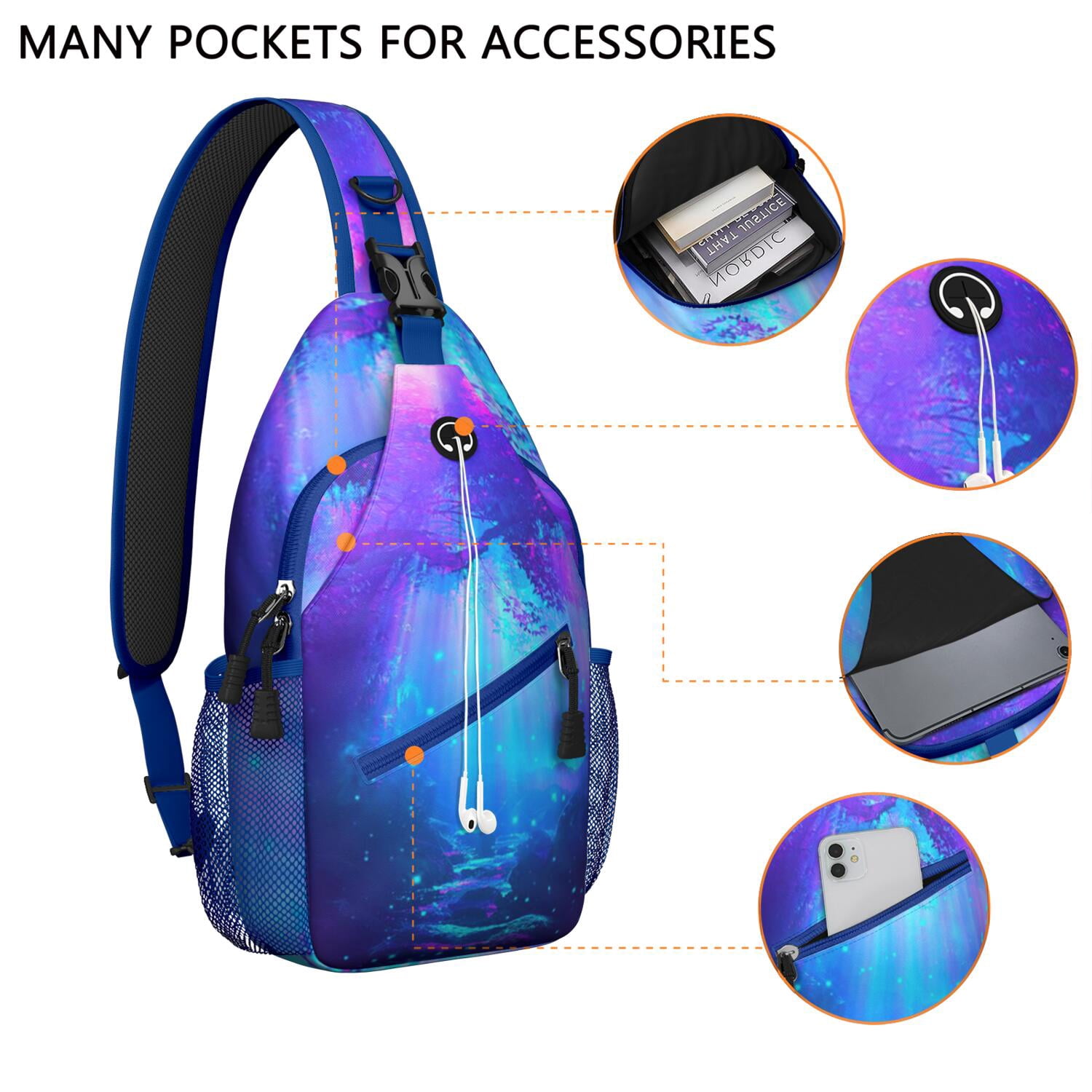 Star Themed Crossbody Bag - Lightweight Chest Backpack for Men & Women - Spacious & Organized for Travel