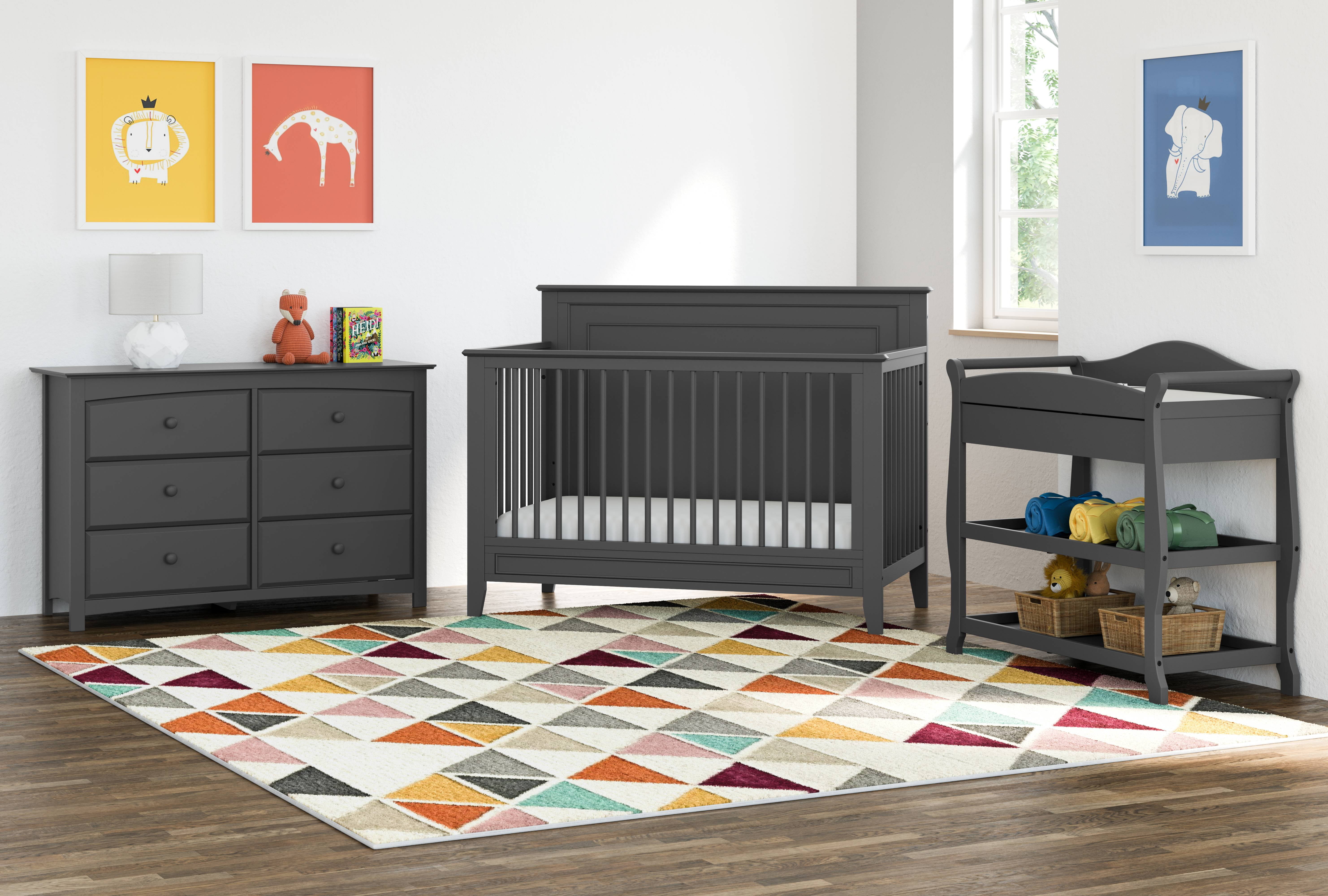 Storkcraft Alpine Drawer Changing Table Chest (Gray) Attached Changing