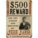thumbnail image 1 of Placa Metal Vintage Jesse James Wanted Pintura Hierro Rectangular 20x30 Cm, 1 of 9