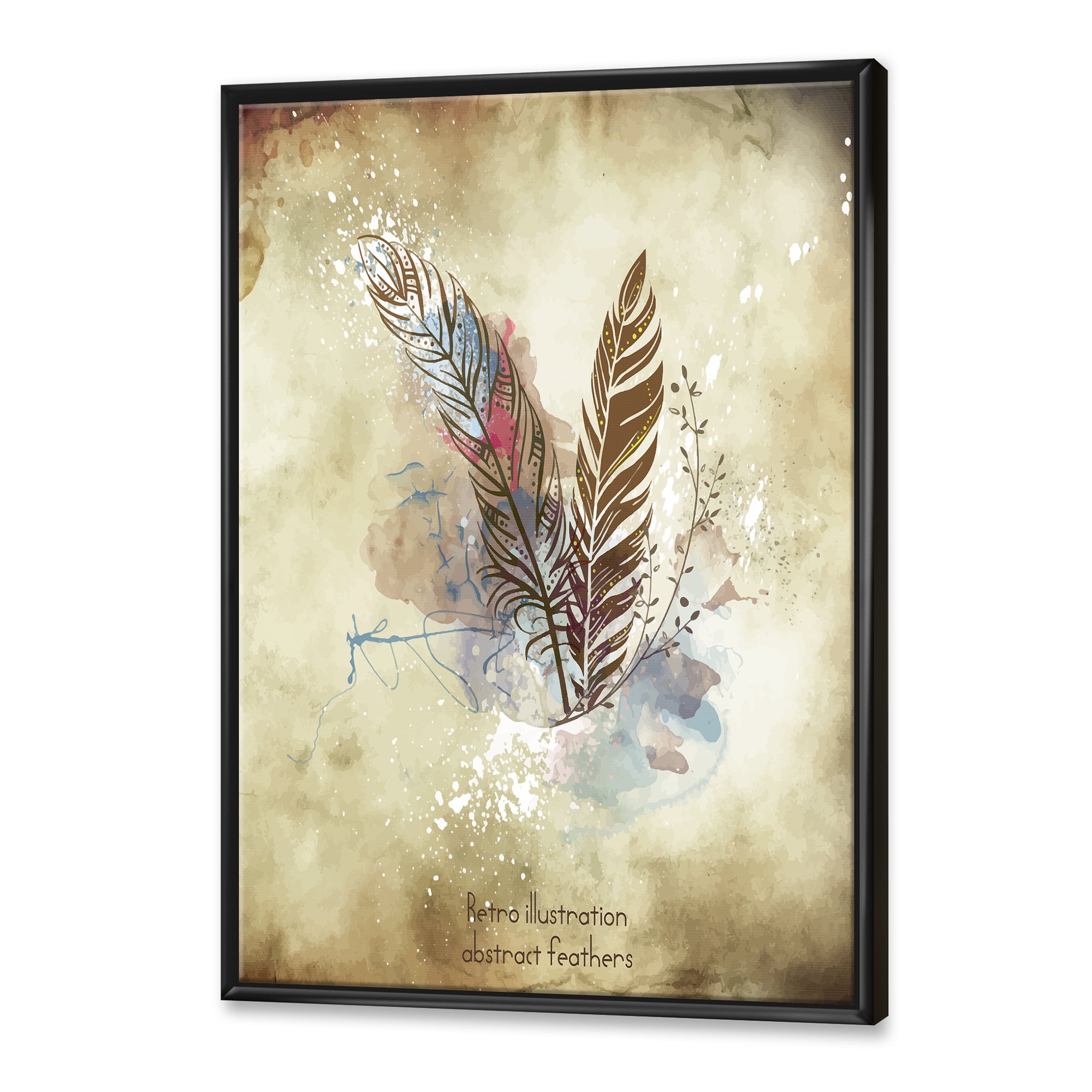 Designart 'Beige Vintage Flowers' Vintage Framed Canvas Wall Art Print