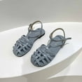 thumbnail image 4 of Anuirheih Women's Closed Toe Flat Sandals Comfortable Ankle Strap Cut Out Cage Summer Roman Shoes(Light blue), 4 of 4