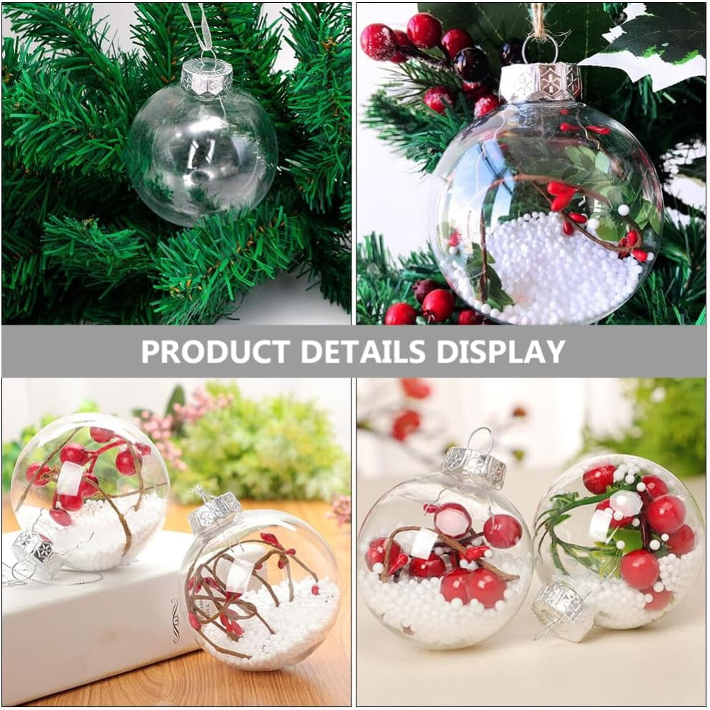 Clear Plastic Ornaments,Transparent Christmas Balls,Fillable Sphere Ornament,Circle Festival Hanging DIY Balls for Xmas Tree,Wedding,Birthday,Crafts,Party,3.15 in/24 Pcs