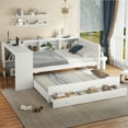 thumbnail image 2 of Twin Size Daybed with Trundle, Wood Daybed with Storage Drawers, Shelves & Desk, Space-Saving Multi-Functional Bed Frame, No Box Spring Needed, White, 2 of 11