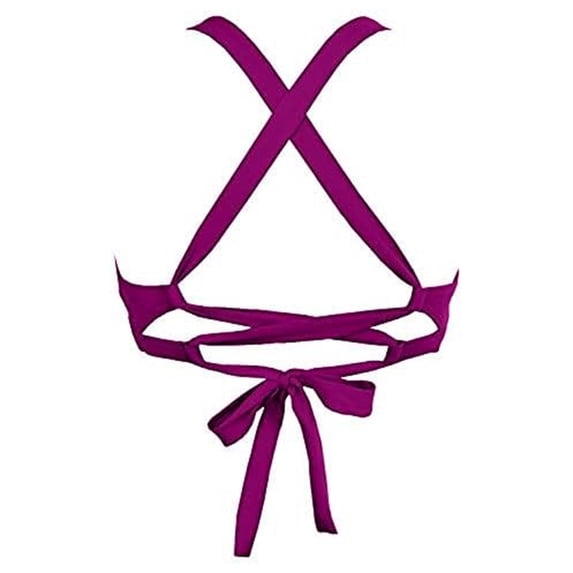 Rhuody Swim Tops For Women Ladies Cross Back Triangle Gather Solid Color Bikini Swimsuit Top Leisure Clothes Purple M