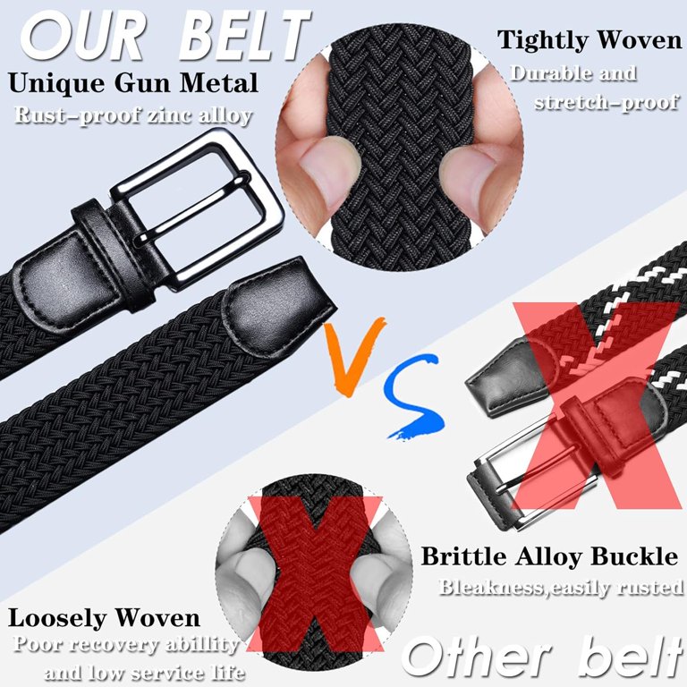 3946 Golf Belts For Men 3 Pack Braided Elastic Fabric Stretch Canvas Woven Golf Belts for Men Women 2/3 Pack Braided Elastic Fabric  main image 3