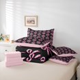 thumbnail image 6 of Homewish Chic Fashion Bowknot Twin Bedding Sets 7-Piece for Kids, Black Pink Bow-tie Bedding Comforter Set, Modern Stripes Abstract Reversible Sheet Sets, Breathable Home Decor, 6 of 8