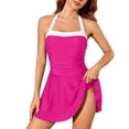 thumbnail image 1 of Maillot de Bain pour Femmes, Robe de Bain à Blocs de Couleur avec Coussinets Intégrés, une-Pièce Décontractée pour Plage et Piscine, 1 of 7