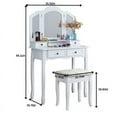 thumbnail image 3 of Luckynote Sanlo Wooden Vanity Make Up Table and Stool Set, Rose Gold, 3 of 10