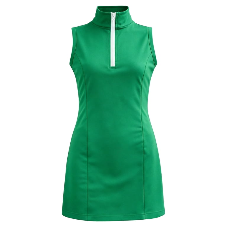 girls green athletic dress Sleeveless Golf Tennis Dress, Half-Zip with Pockets, Performance Sport Dress for Kids(Green,6-7 Years) Google Feed