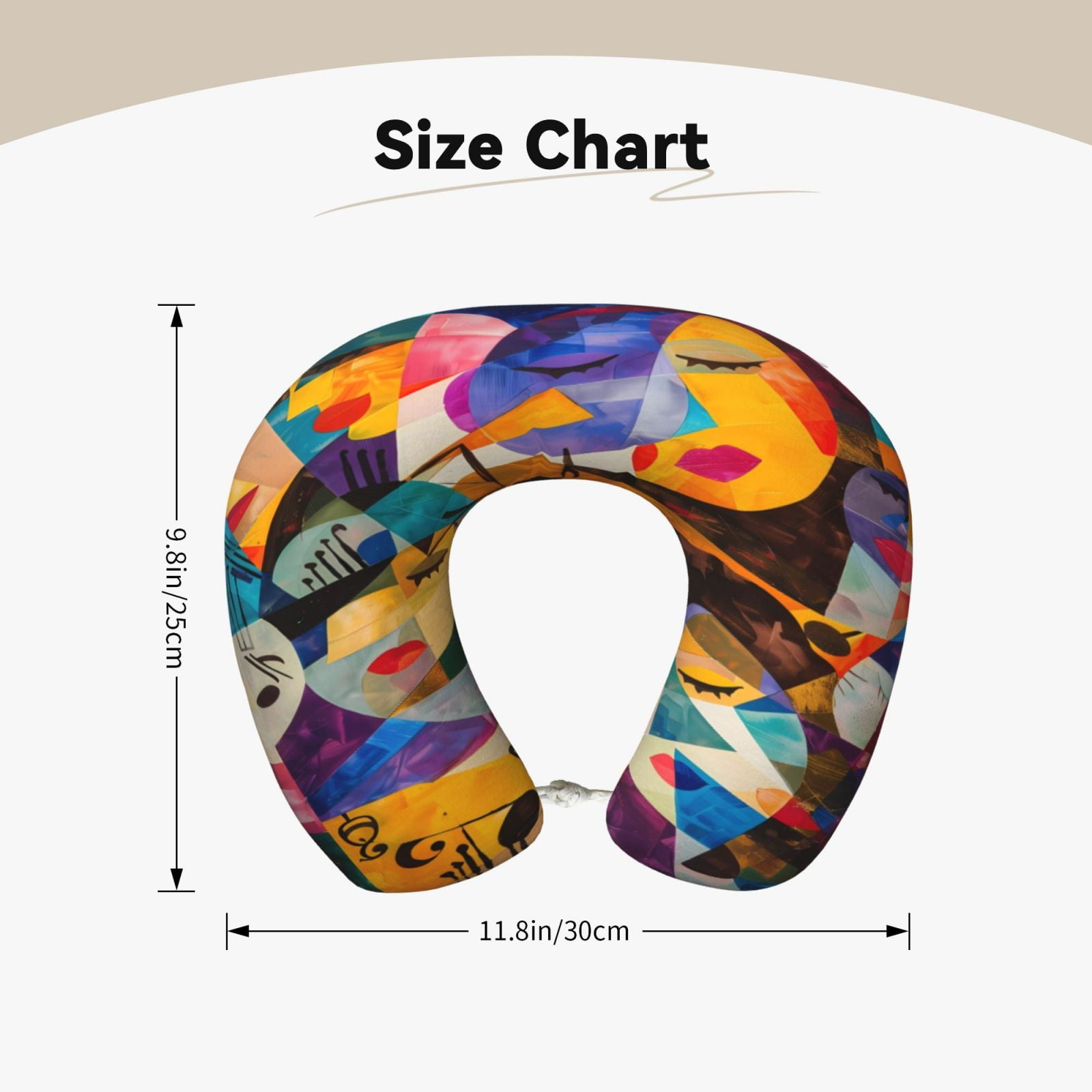Xecao Abstract Musical Faces Print Memory Foam Cervical Neck Pillow Versatile U-Shaped Pillows for Home,Office,Camping,Travelling,Soft Washable Cover