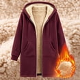 thumbnail image 4 of Inverlee Womens Sherpa Lined Hooded Coat Zip Up Long Jacket Winter Warm Outerwear Wine (S-3XL), 4 of 9