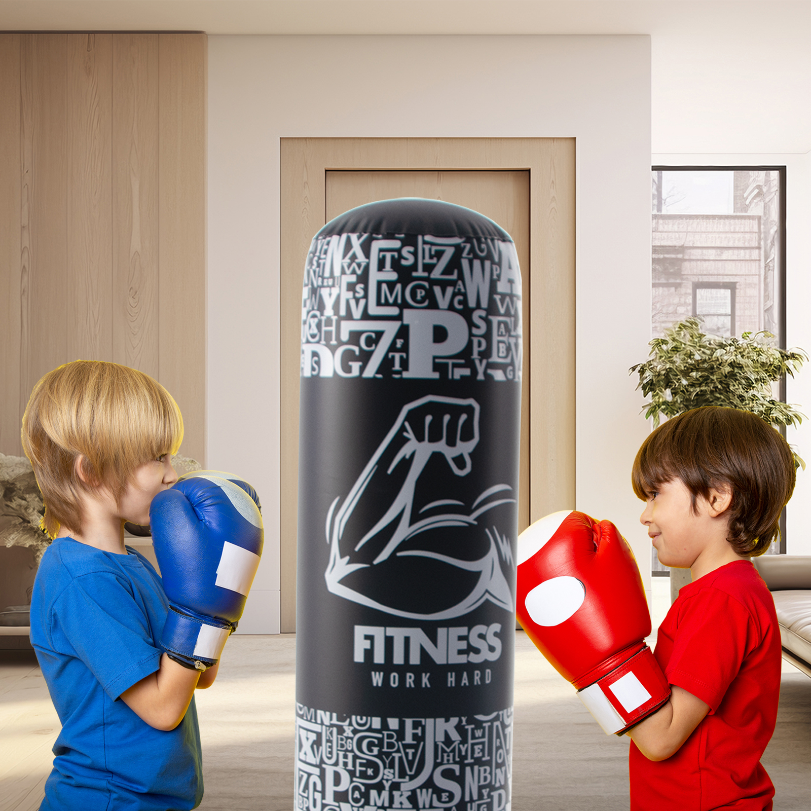Honeydrill Inflatable Punching Bag Boxing Bag for Kids, Black