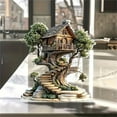thumbnail image 4 of nvzhuang Wooden House Table Decorations Cute Fairy Tree Figurine Acrylic Flat Ornaments Centerpieces for Home, 4 of 6