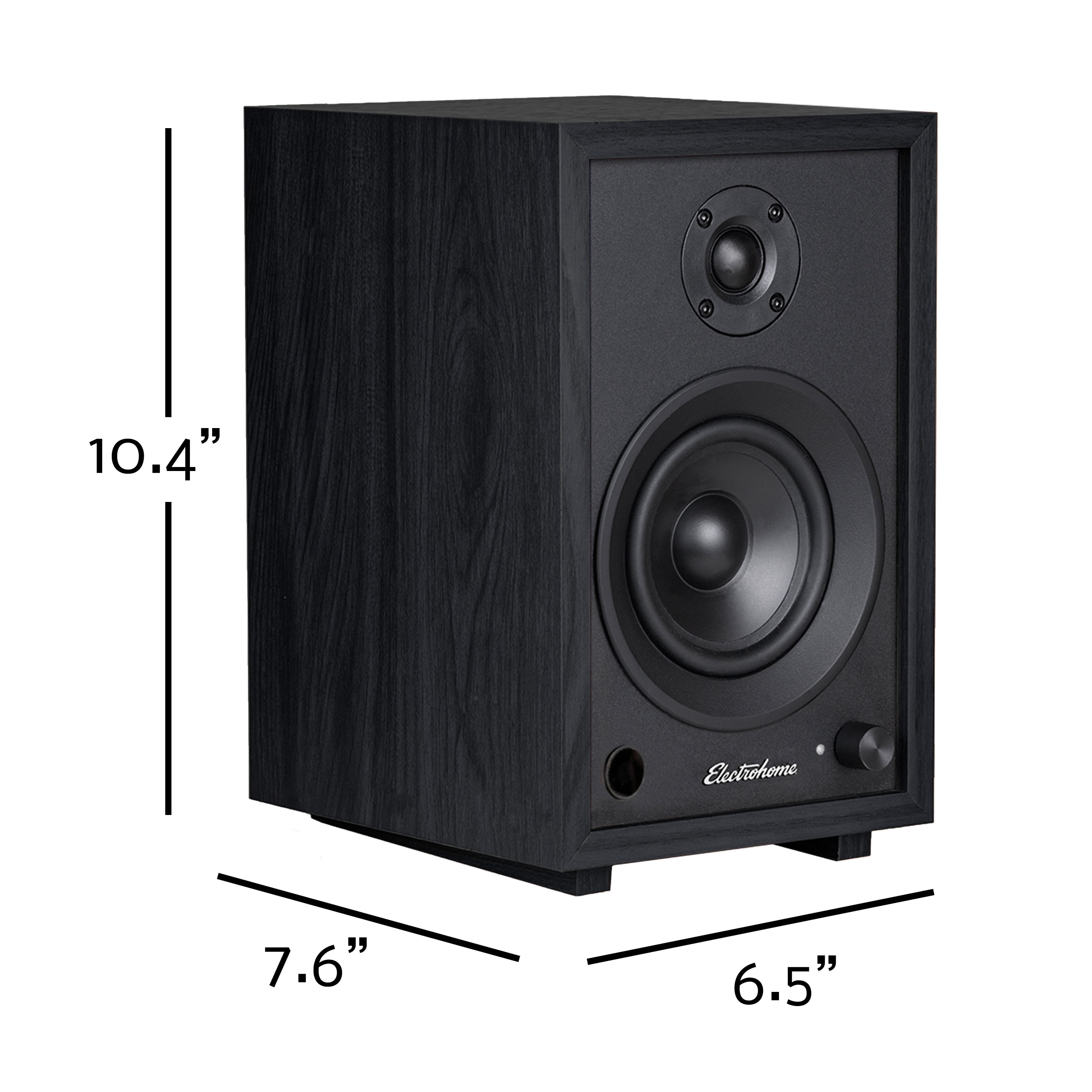 Electrohome McKinley 2.0 Stereo Powered Bookshelf Speakers with Built-in Amplifier and 4" Drivers for Turntable, TV, PC and Wireless Music Streaming featuring Bluetooth 5, RCA and Aux (EB30B)