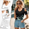thumbnail image 4 of POLERO Women's Short Sleeve Shirts Cold Shoulder Tops Soft V Neck Blouse Tunic Shirt Sexy Octopus Art Print for Vacation Beach Hawaii Tshirt Casual Travel 2XL, 4 of 7
