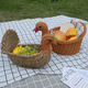 thumbnail image 4 of Cesta de frutas con forma de patito y forma de animal creativa, cesta de pan, adornos de ratán para decoración del hogar, cesta de almacenamiento de escritorio para sala de estar, 4 of 5