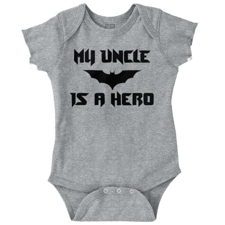 

My Uncle is a Hero Superhero Bat Newborn Baby Boy Girl Romper Brisco Brands