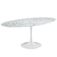 thumbnail image 3 of Modway Lippa 47" x 78" Oval Modern Artificial Marble Dining Table in White, 3 of 7