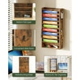 thumbnail image 4 of Wall File Organizer, 10-Tier Hanging Mail Organizer, Wall Mount File Holder with 4 Side Hooks, Mail and Storage Organizer, Wooden Vertical Hanging Holder for Office, Rustic Brown, 4 of 9