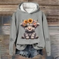 thumbnail image 2 of Highland Cow Sweatshirts for Women Cute Loose Hoodies Highland Cow Print Sweatshirt Color: Grey Size: L, 2 of 3