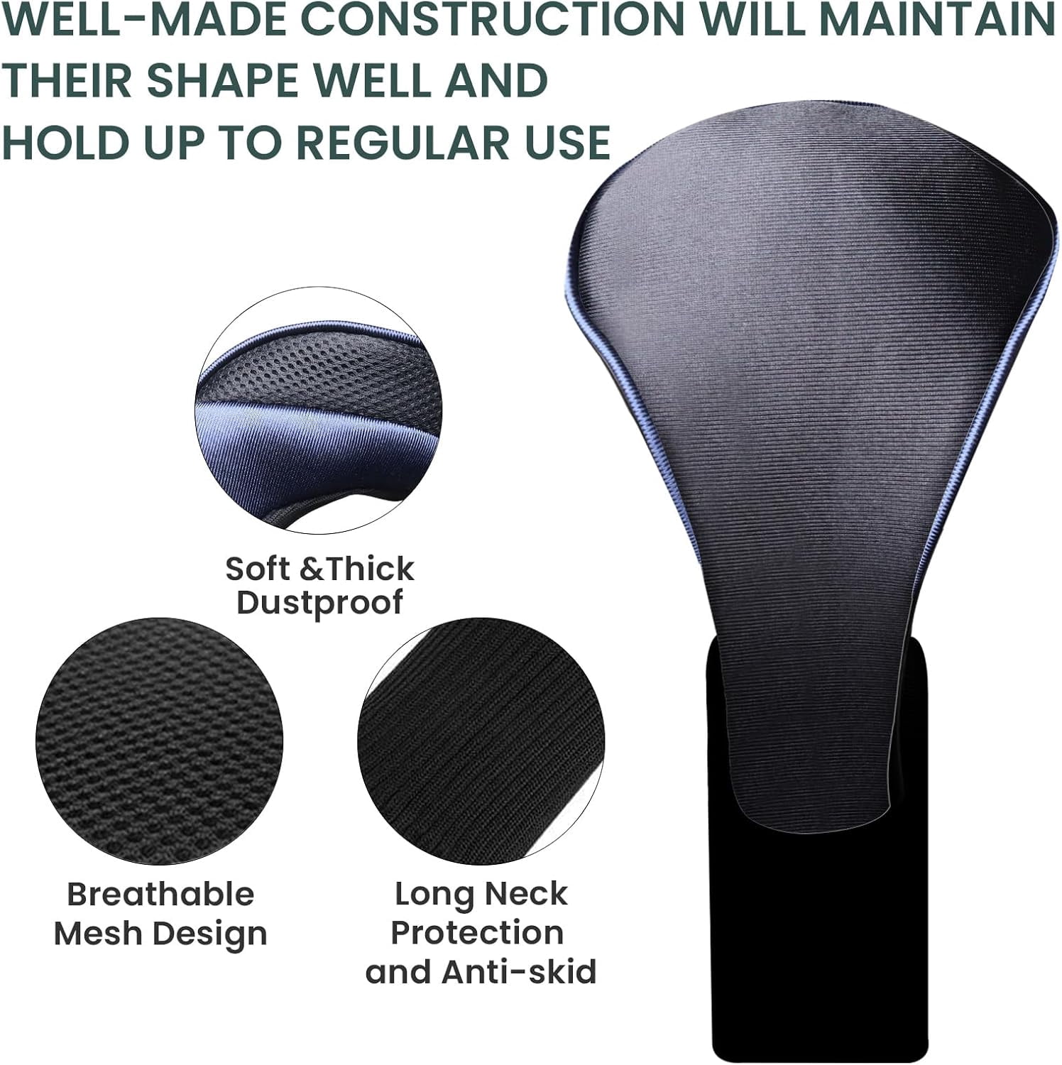 FINGER TEN Golf Club Head Covers for Woods Long Cover Driver Hybrid Fairway, Headcovers with Interchangeable No. Tag Novelty Durable Fit Woods Clubs