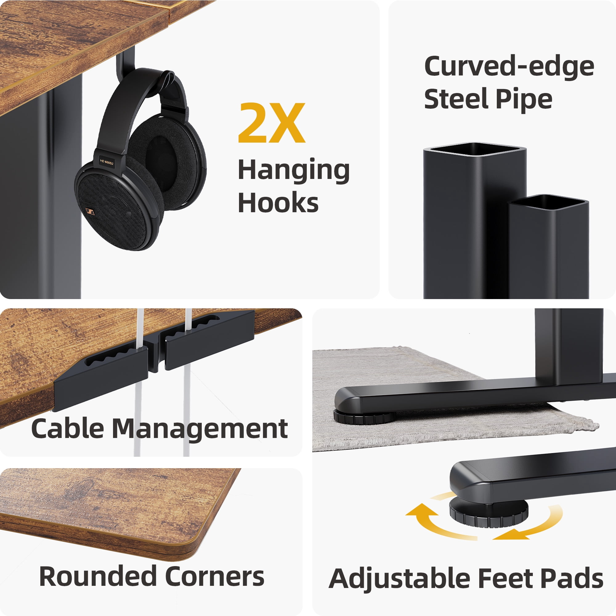 Innovar 48 inch Standing Desks - Electric 24" Wide Sit to Stand Adjustable Height Home Office Desk, Study Motor Rising Table,Student Stand up Computer Work Desk W/Memory Preset,Rustic Brown