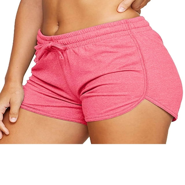 PENGXIANG Women Athletic Yoga Shorts Solid Color Workout Gym Shorts Tummy Control Running Drawstring Shorts