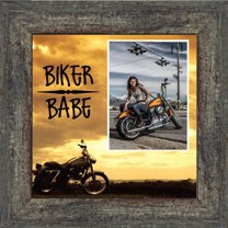 Classic Motorcycle "Biker Babe" Sunset with Personalized Picture Frame, 10X10 9772