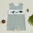 thumbnail image 2 of Baby Onesies Boy Dinosaur Embroidery Print Sleeveless Romper Jumpsuit Newborn Summer Overall Outfit, 2 of 8